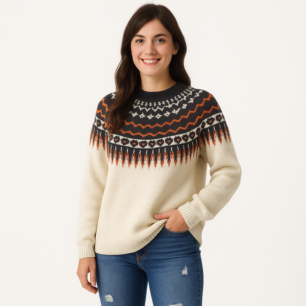 Trendy Womens Sweater with Vibrant Color Patterns